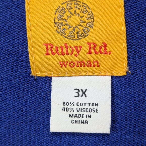 Ruby Rd. Open Front Cardigan w/ Stud Details Blue Size 3X - Picture 4 of 9